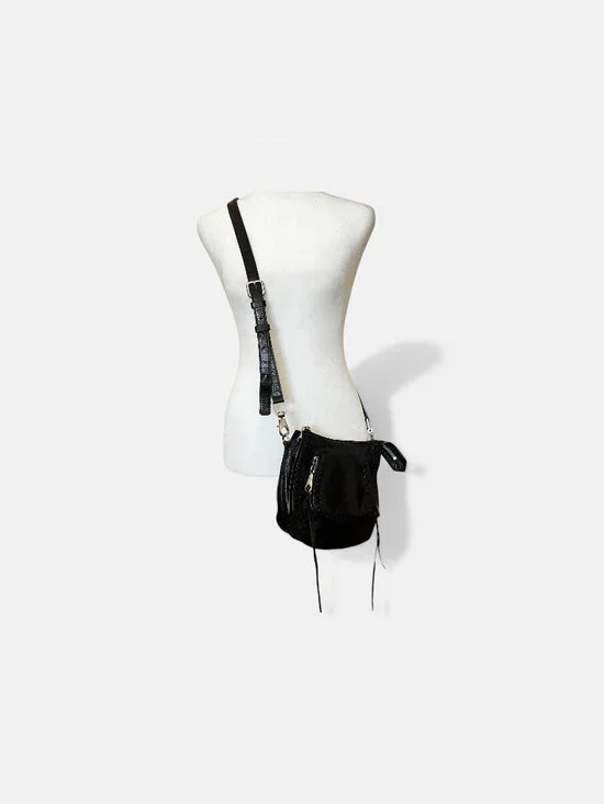 Rebecca Minkoff Vanity Saddle Crossbody Black Leather and Tassle Bag Boho Y2K - Picture 2 of 10